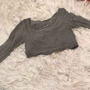 Striped criss cross back crop top